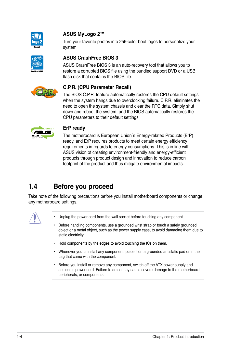 4 before you proceed, Before you proceed -4 | Asus F1A55-V User Manual | Page 16 / 70