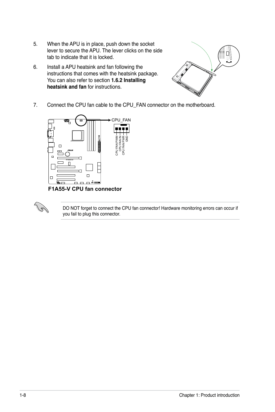 F1a55-v cpu fan connector | Asus F1A55-V User Manual | Page 20 / 70