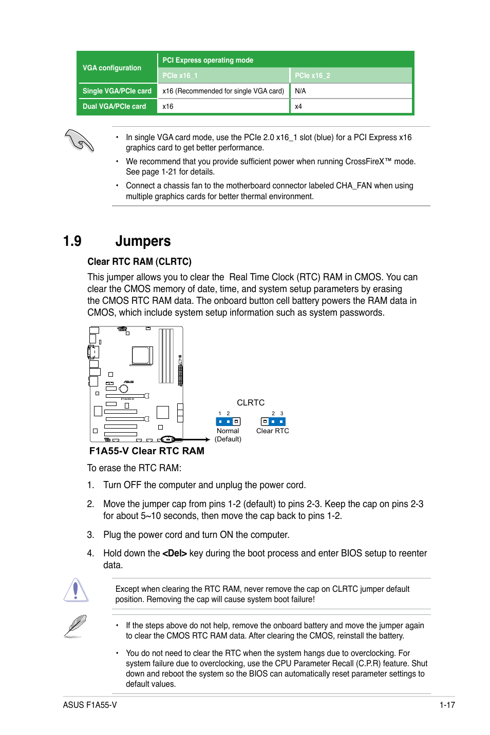 9 jumpers, Jumpers -17 | Asus F1A55-V User Manual | Page 29 / 70
