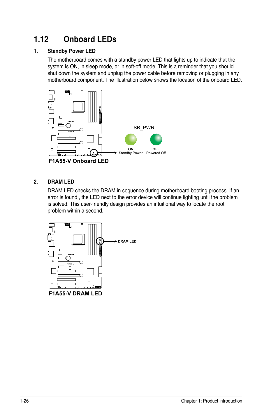 12 onboard leds, 12 onboard leds -26 | Asus F1A55-V User Manual | Page 38 / 70
