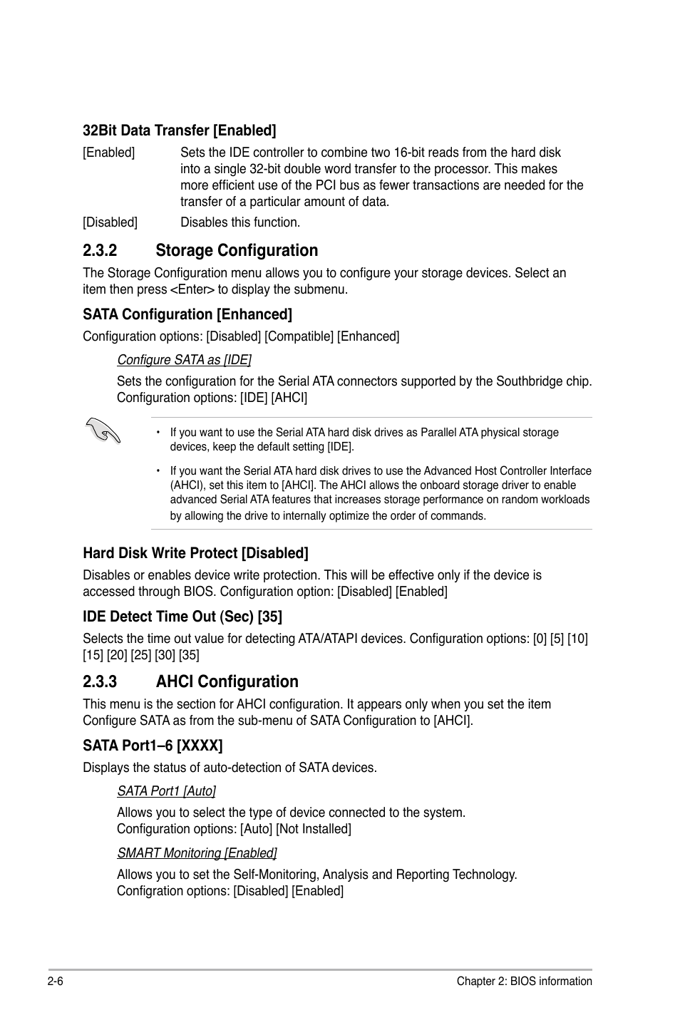 2 storage configuration, 3 ahci configuration, Storage configuration -6 | Ahci configuration -6 | Asus P7H55/USB3 User Manual | Page 46 / 70