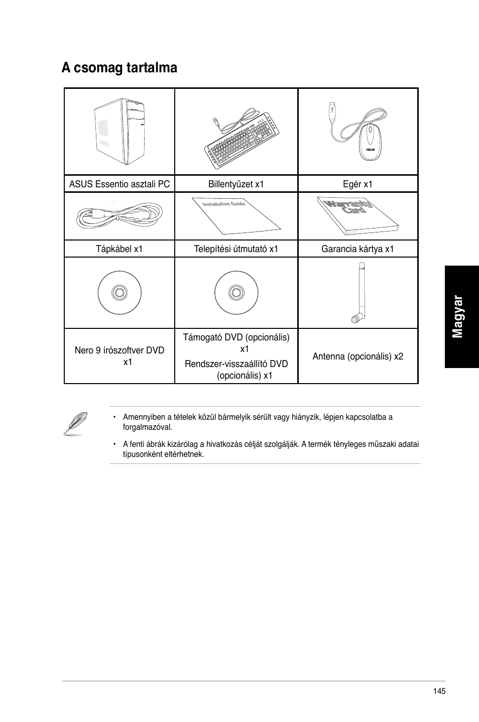 A csomag tartalma, Mag ya r m ag ya r m ag ya r m ag ya r | Asus CM6731 User Manual | Page 147 / 478