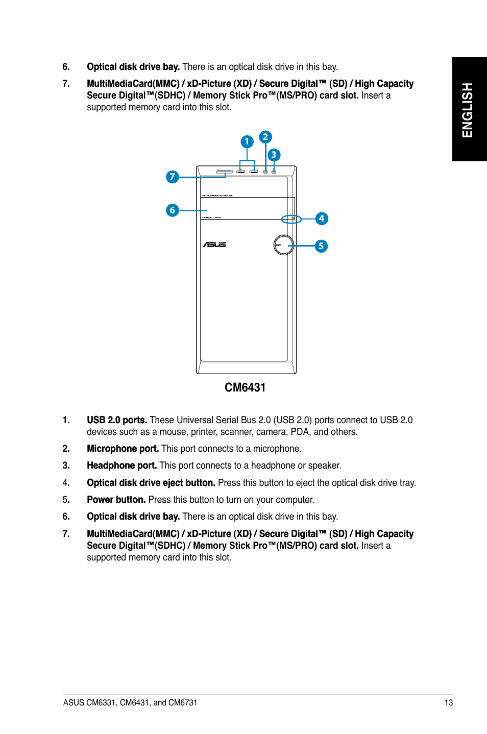 En gl is h en gl is h | Asus CM6731 User Manual | Page 15 / 478