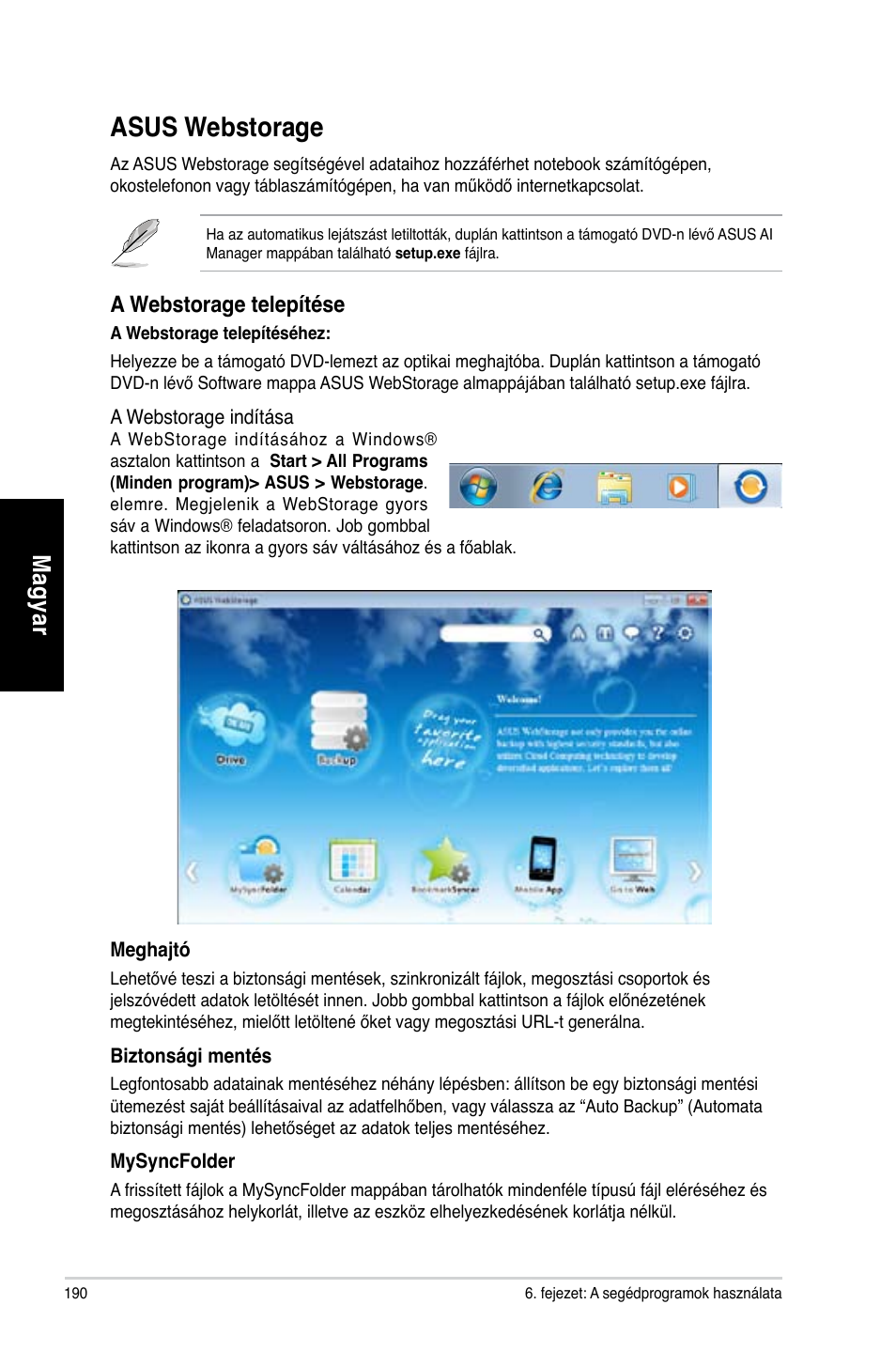 Asus webstorage, Mag ya r m ag ya r m ag ya r m ag ya r | Asus CM6731 User Manual | Page 192 / 478