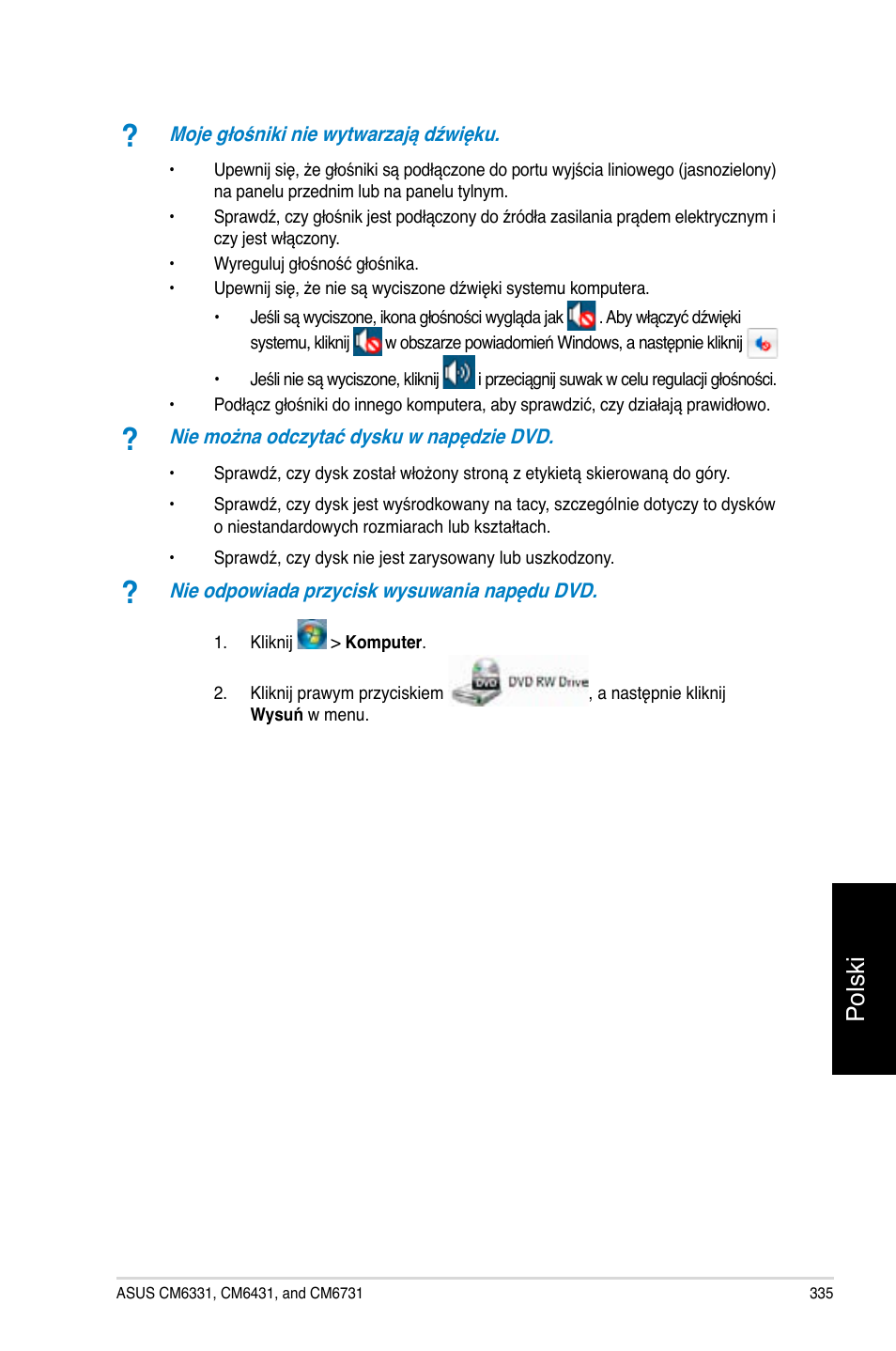 Polski | Asus CM6731 User Manual | Page 337 / 478