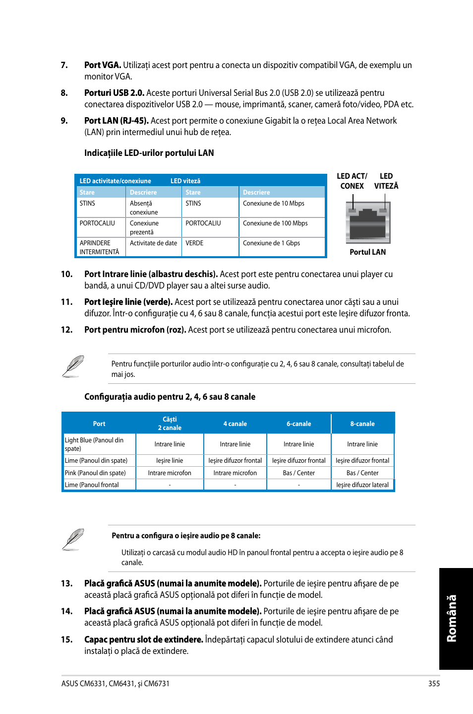 Română | Asus CM6731 User Manual | Page 357 / 478