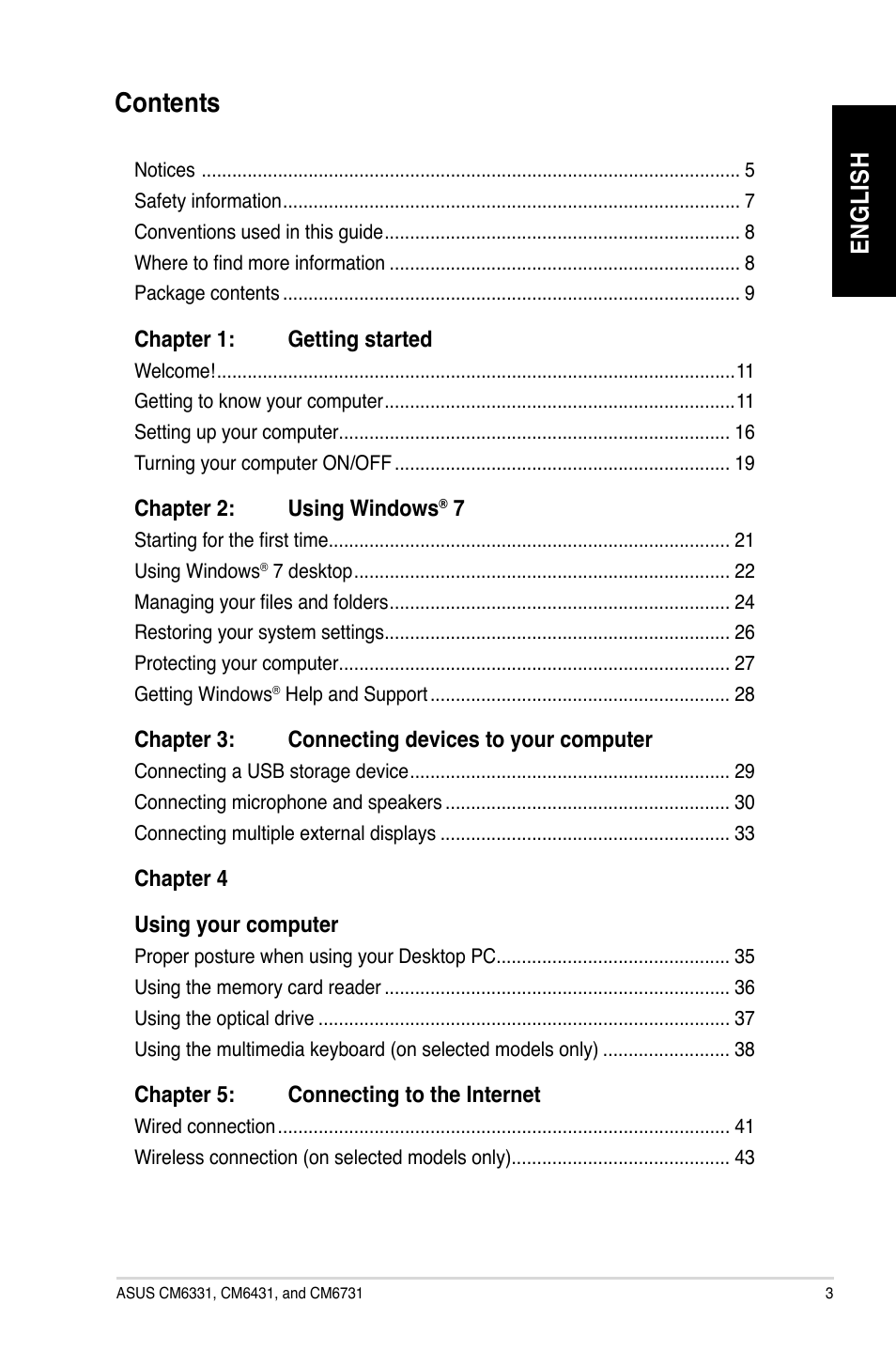 Asus CM6731 User Manual | Page 5 / 478