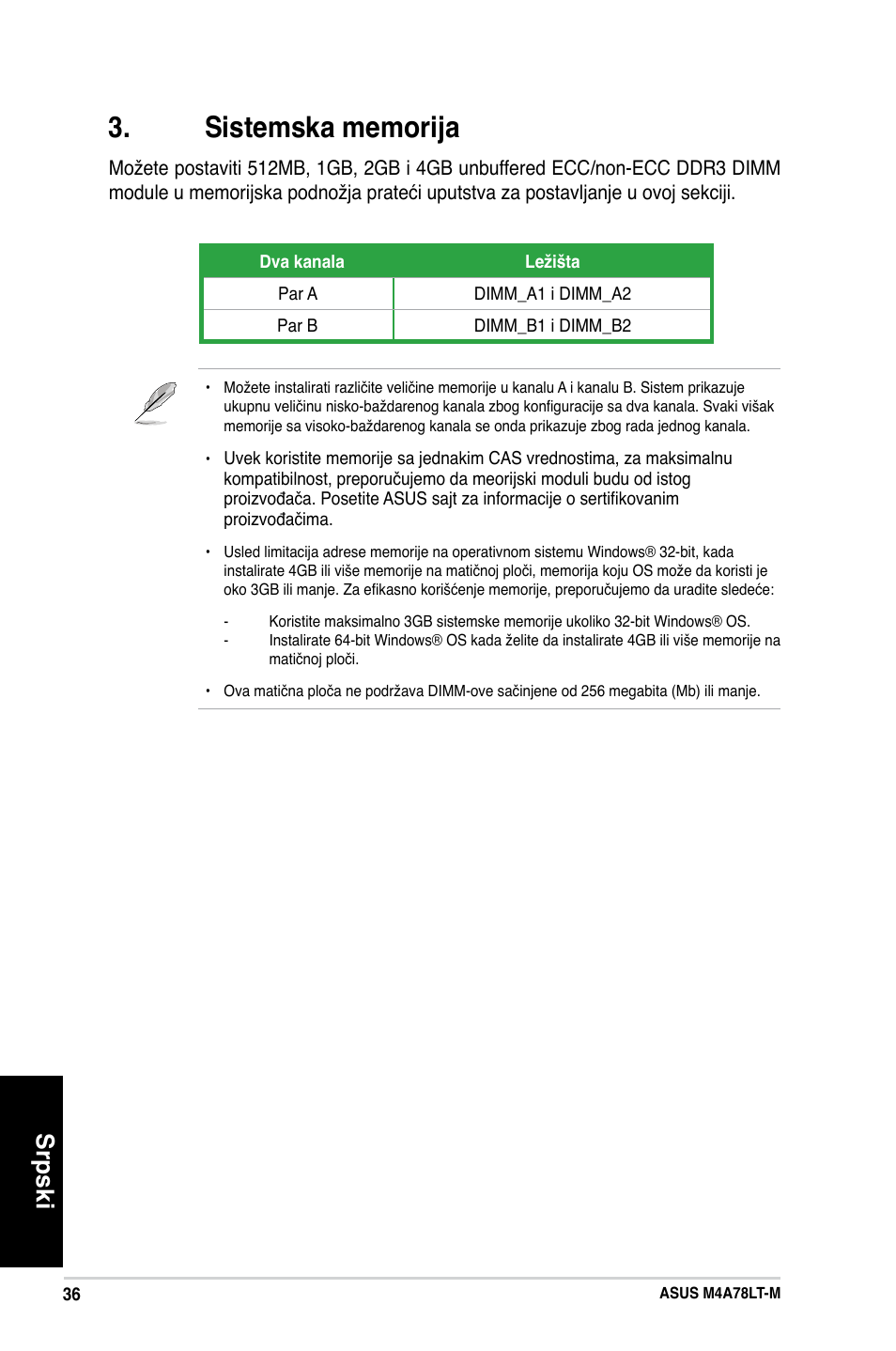 Srpski | Asus M4A78LT-M User Manual | Page 36 / 42