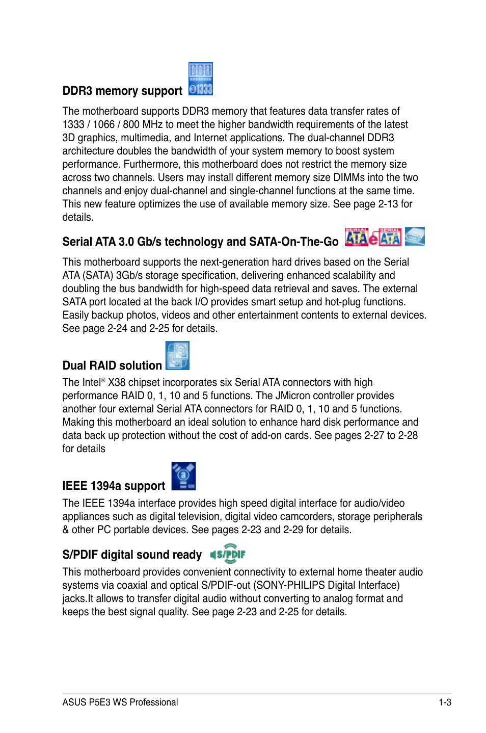 Asus P5E3 WS Professional User Manual | Page 19 / 172