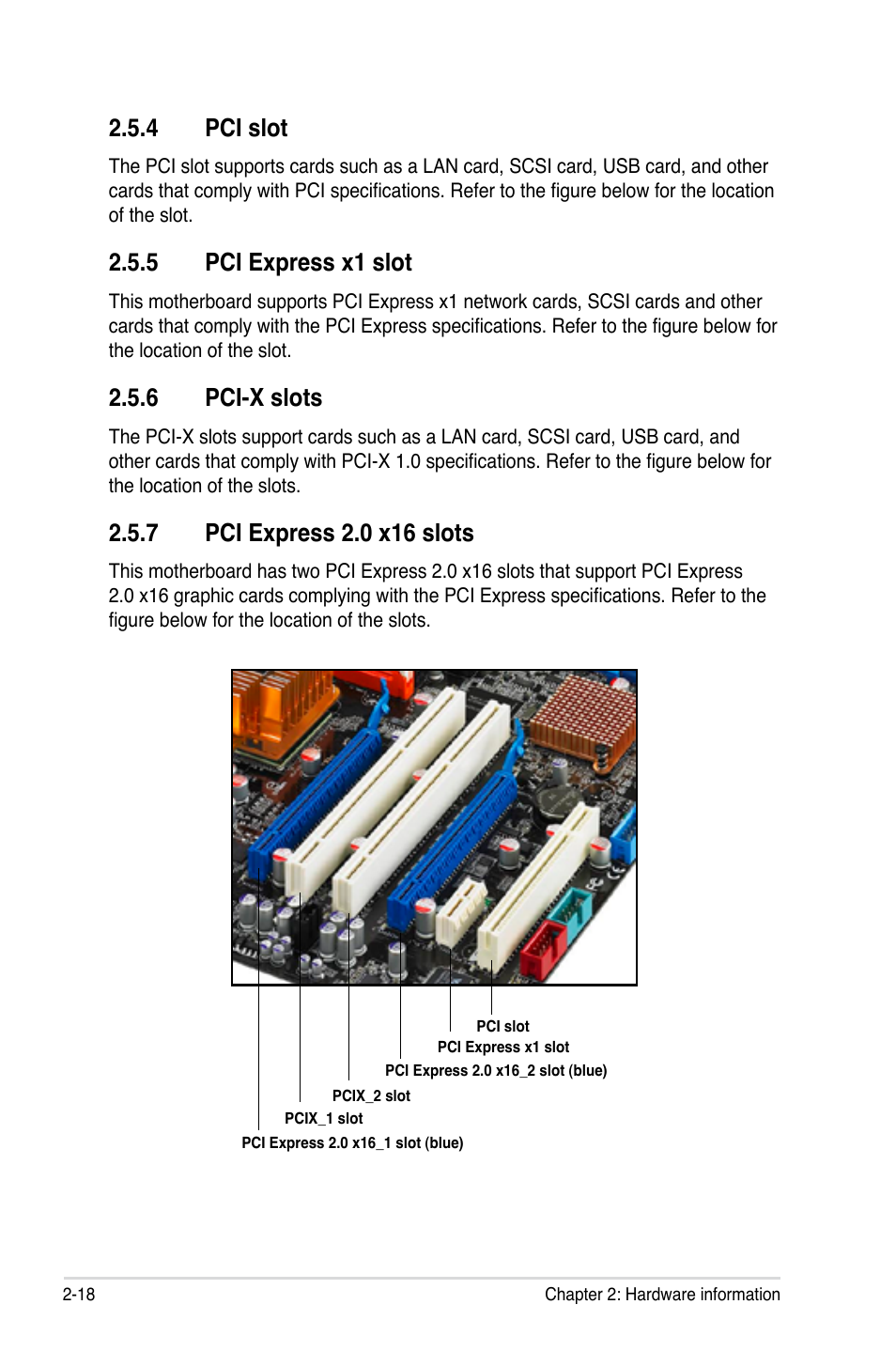 4 pci slot, 5 pci express x1 slot, 6 pci-x slots | Asus P5E3 WS Professional User Manual | Page 44 / 172