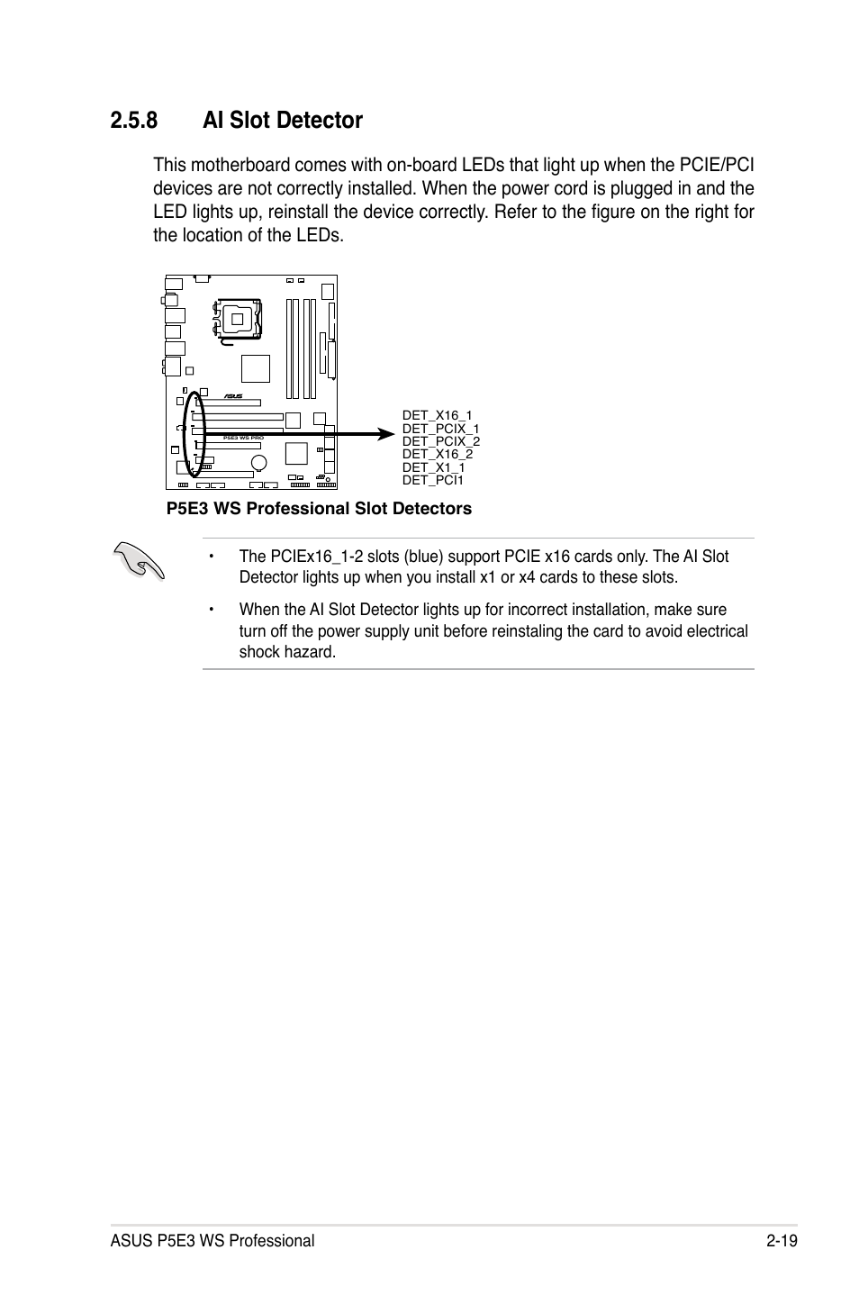 8 ai slot detector | Asus P5E3 WS Professional User Manual | Page 45 / 172