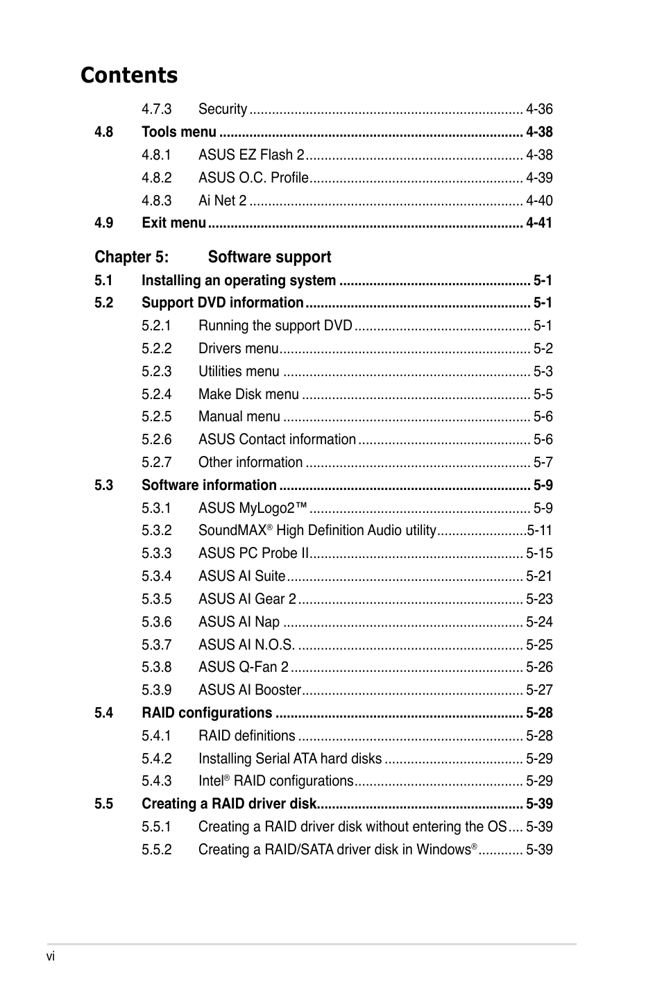 Asus P5E3 WS Professional User Manual | Page 6 / 172