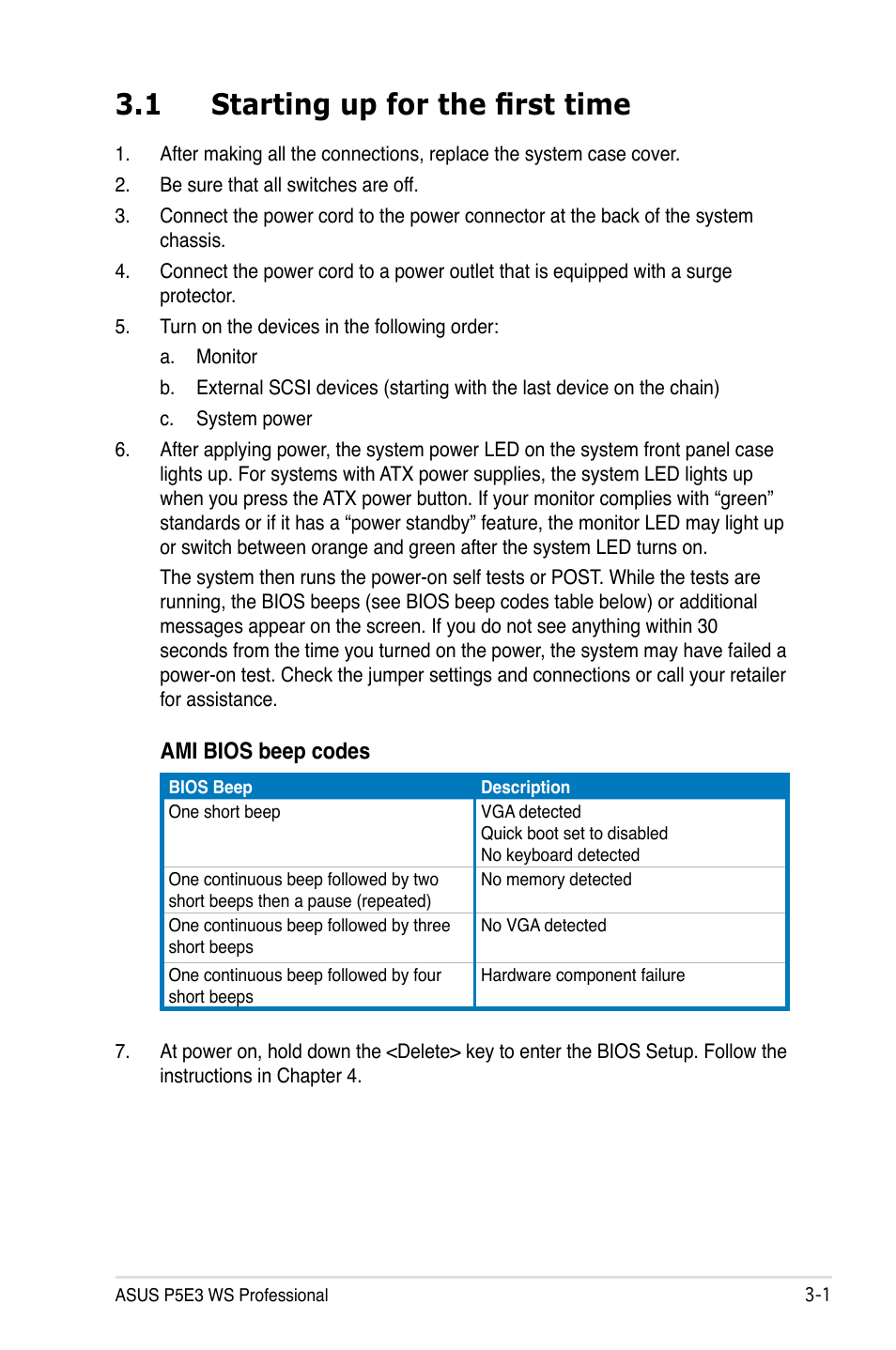 1 starting up for the first time | Asus P5E3 WS Professional User Manual | Page 65 / 172