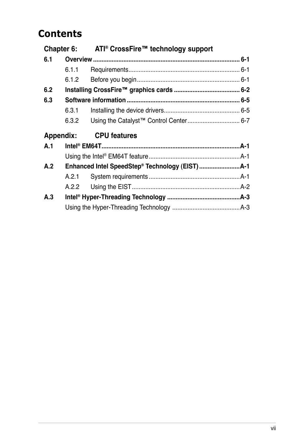 Asus P5E3 WS Professional User Manual | Page 7 / 172