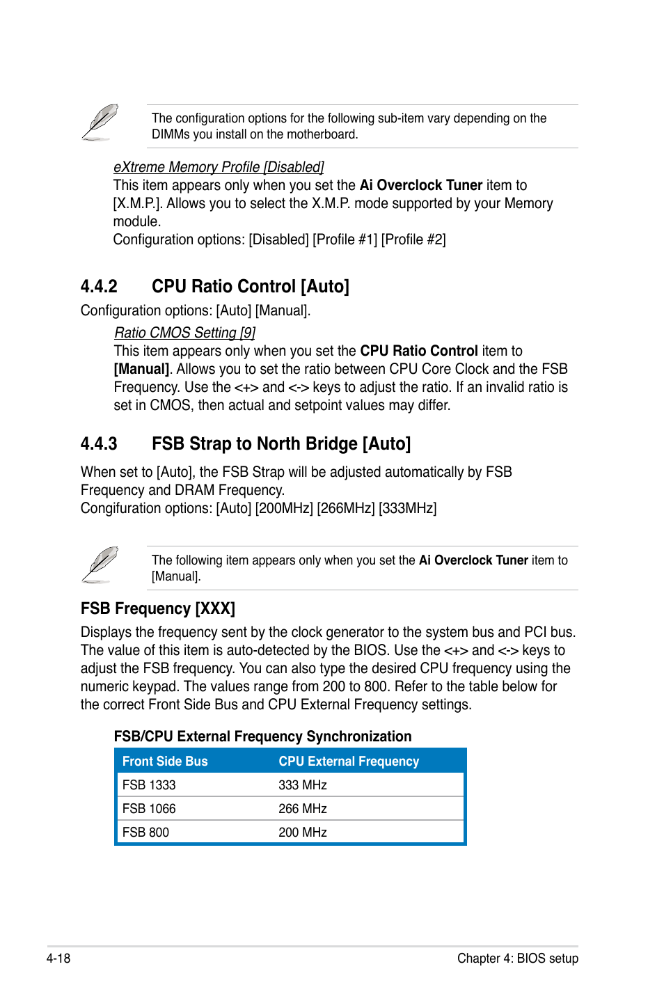2 cpu ratio control [auto, 3 fsb strap to north bridge [auto | Asus P5E3 WS Professional User Manual | Page 86 / 172
