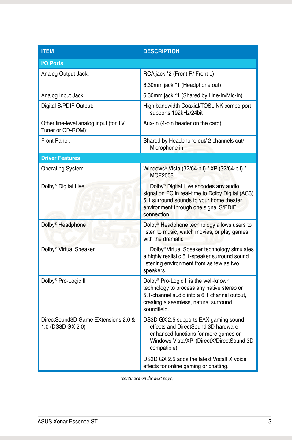 Asus Xonar Essence ST User Manual | Page 10 / 53