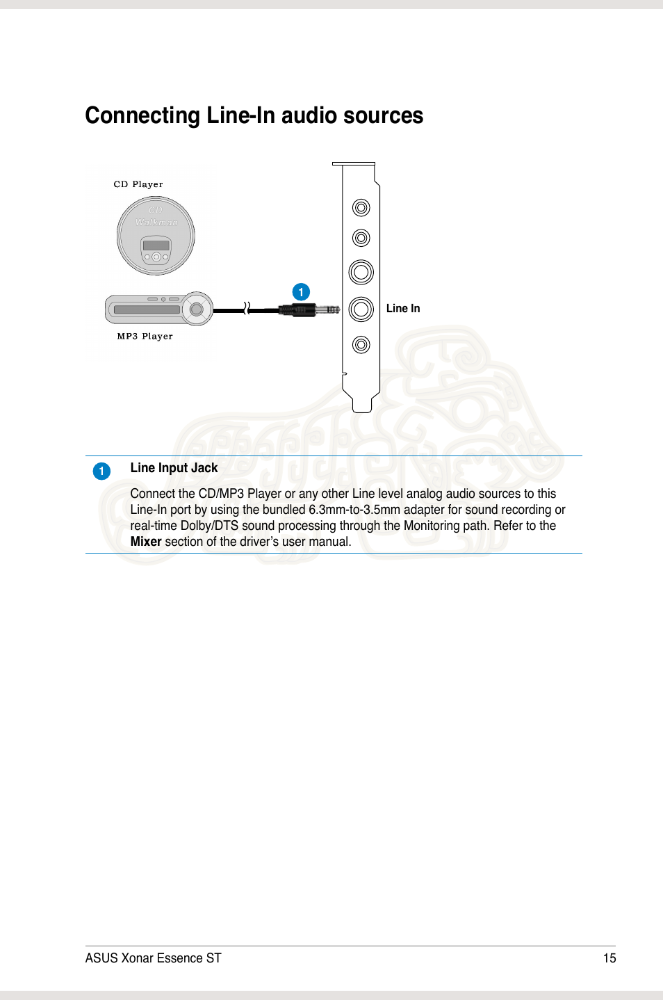 Connecting line-in audio sources | Asus Xonar Essence ST User Manual | Page 22 / 53