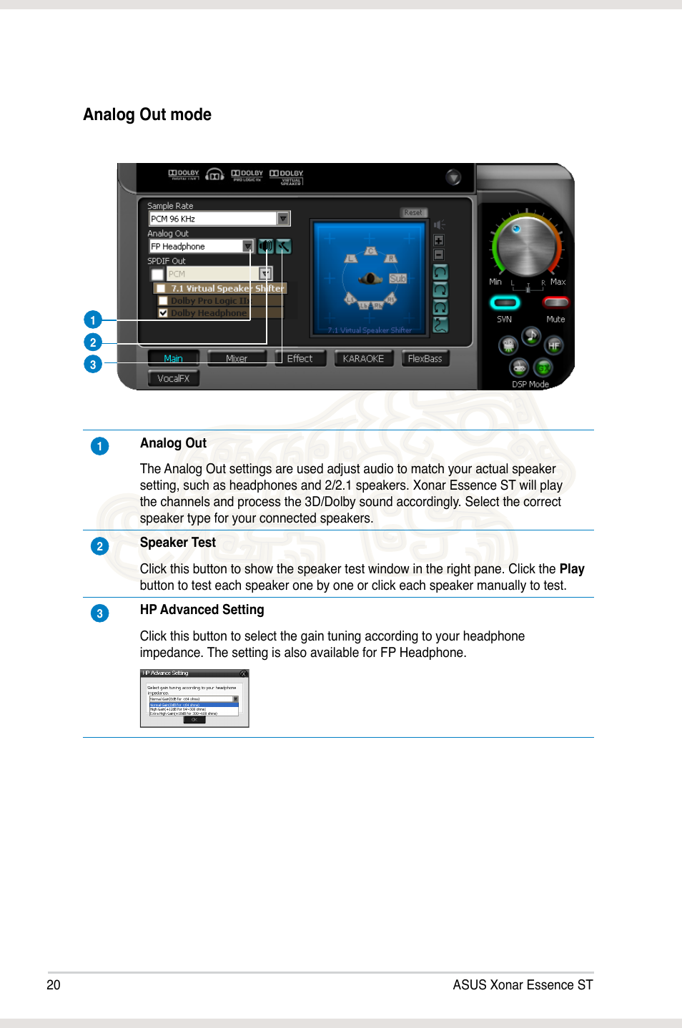 Analog out mode | Asus Xonar Essence ST User Manual | Page 27 / 53