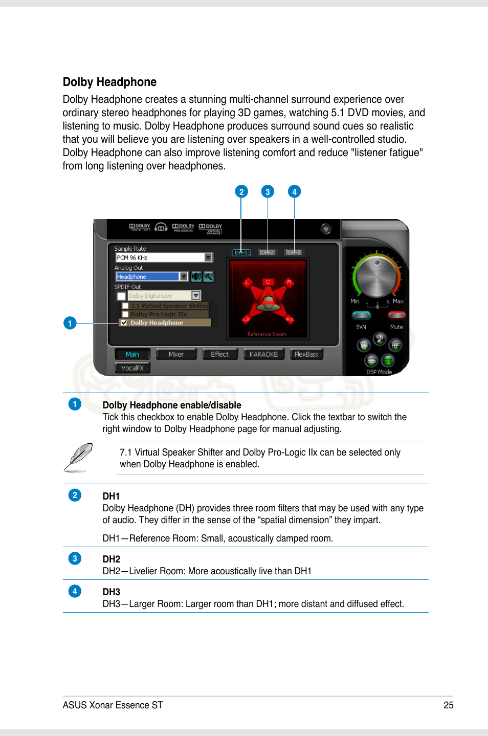 Dolby headphone | Asus Xonar Essence ST User Manual | Page 32 / 53