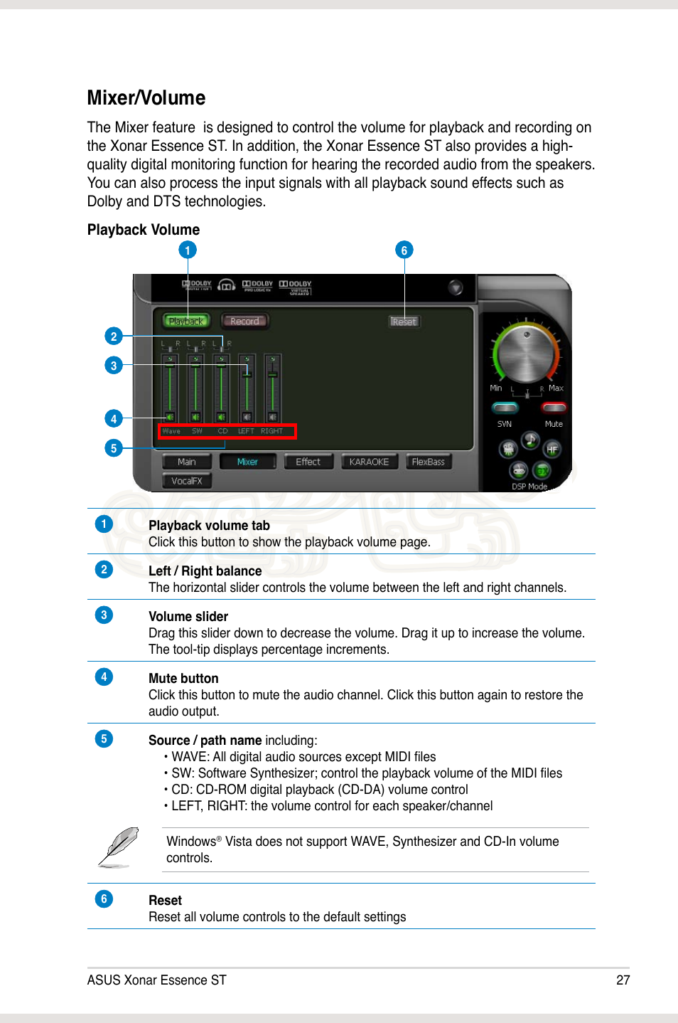 Mixer/volume | Asus Xonar Essence ST User Manual | Page 34 / 53