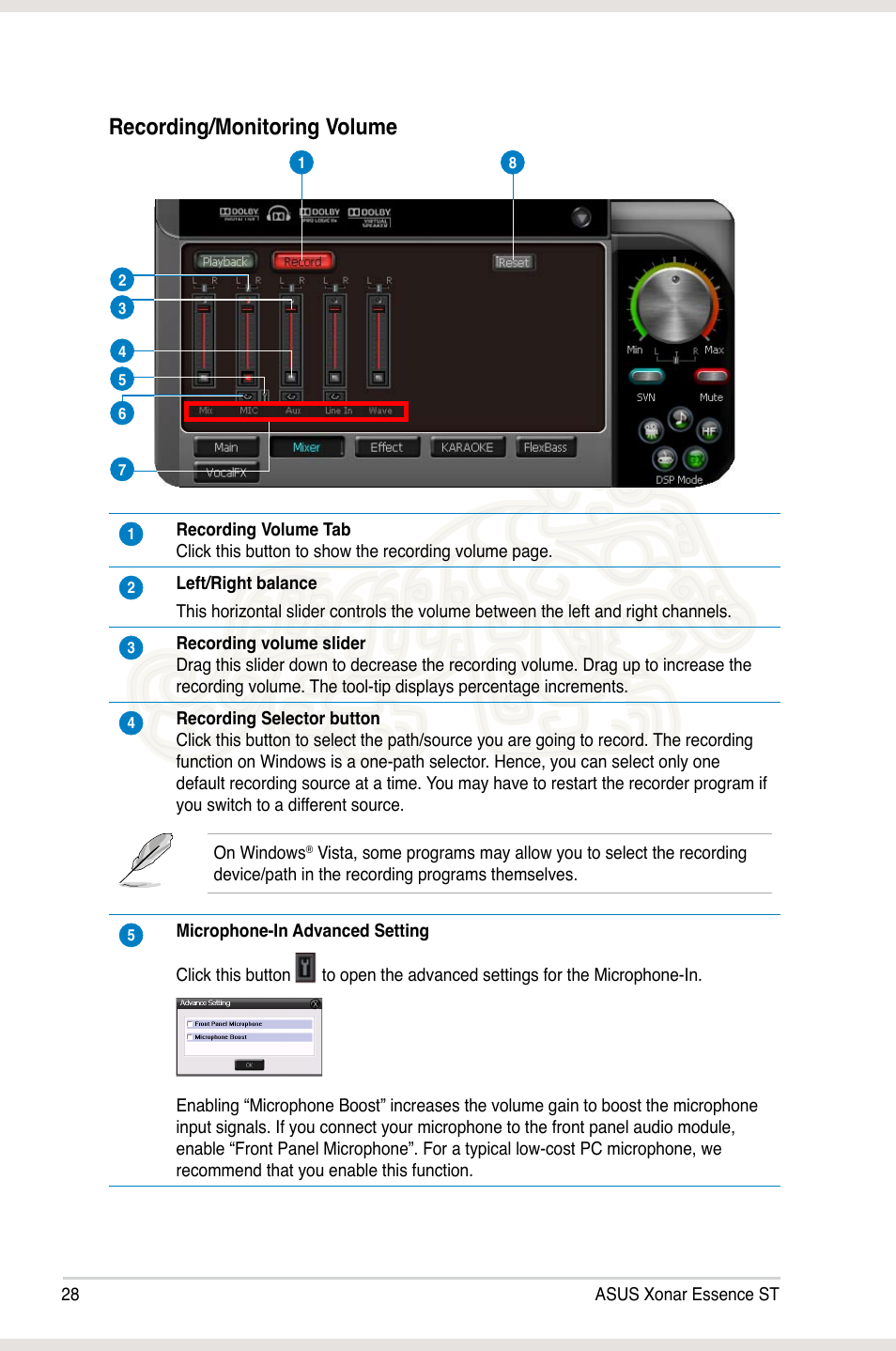 Recording/monitoring volume | Asus Xonar Essence ST User Manual | Page 35 / 53
