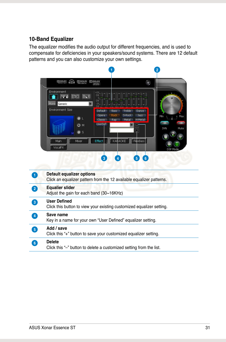 Band equalizer | Asus Xonar Essence ST User Manual | Page 38 / 53