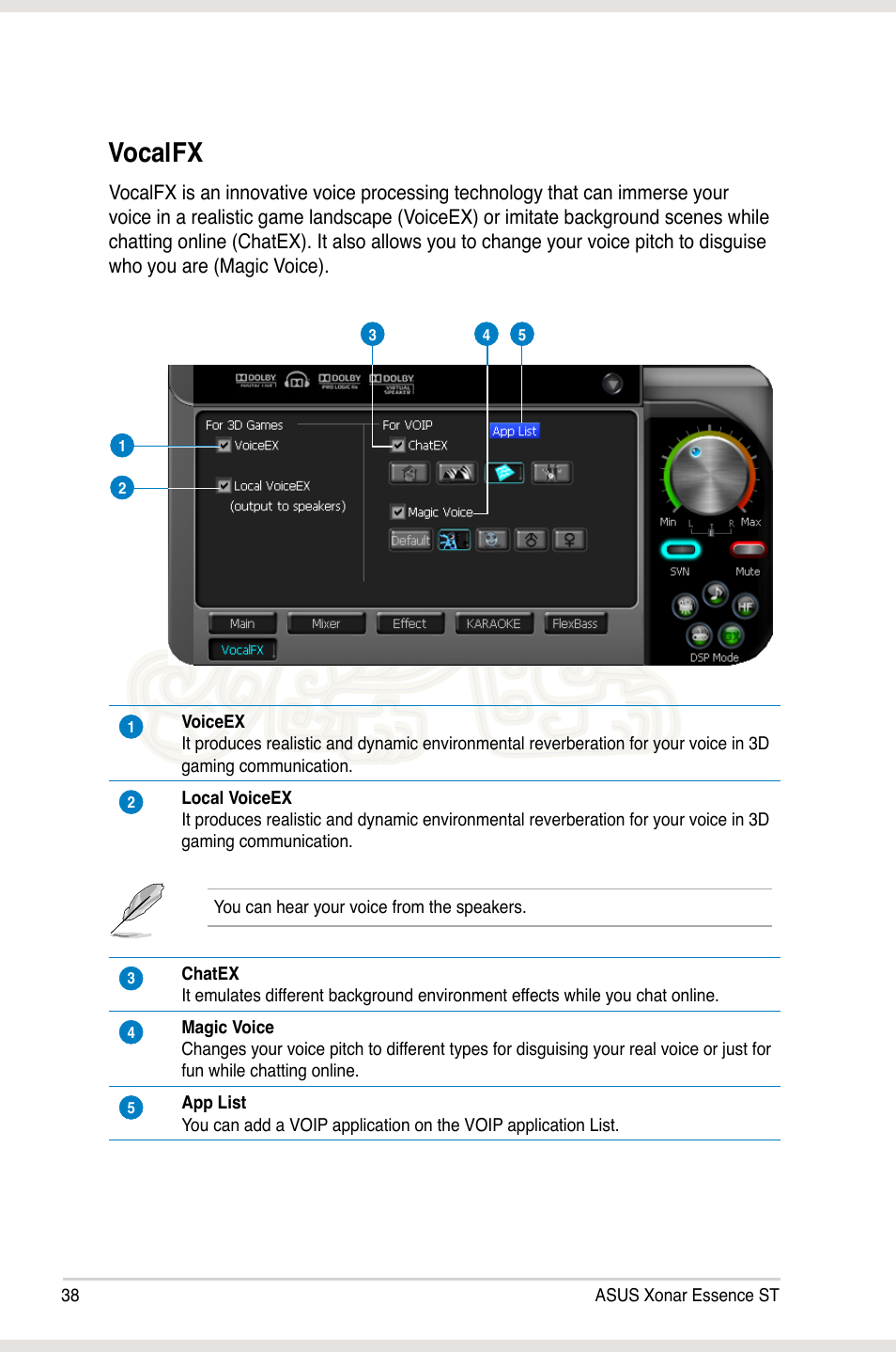 Vocalfx | Asus Xonar Essence ST User Manual | Page 45 / 53