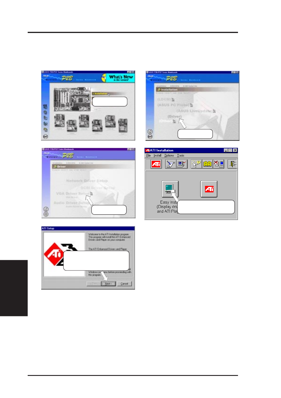 Software setup, 2 vga driver setup | Asus P2B-N User Manual | Page 74 / 120