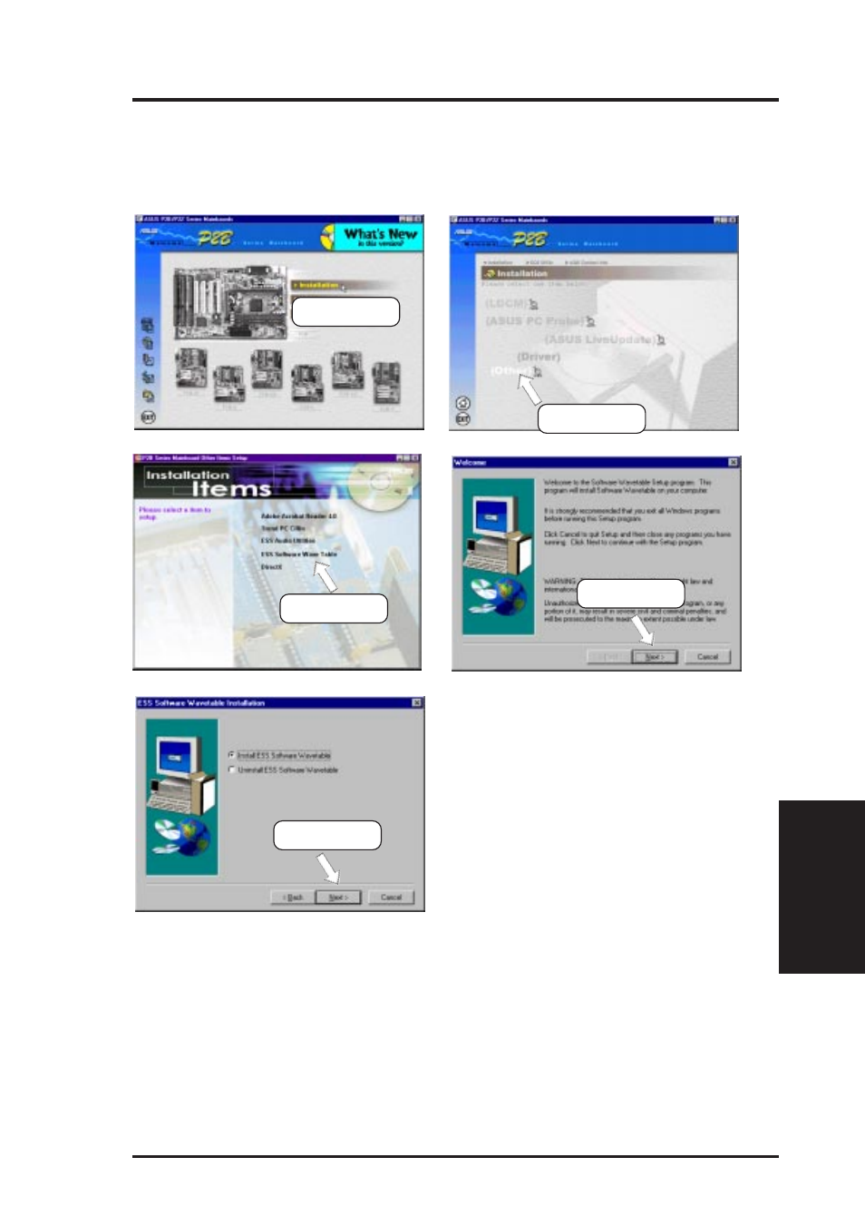 Software setup, 2 ess software wave table | Asus P2B-N User Manual | Page 77 / 120