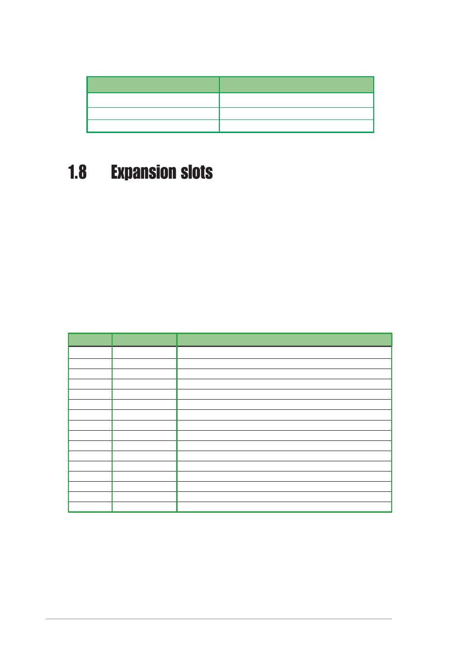 8 expansion slots, 1 standard interrupt assignments | Asus P4S800-X User Manual | Page 22 / 64