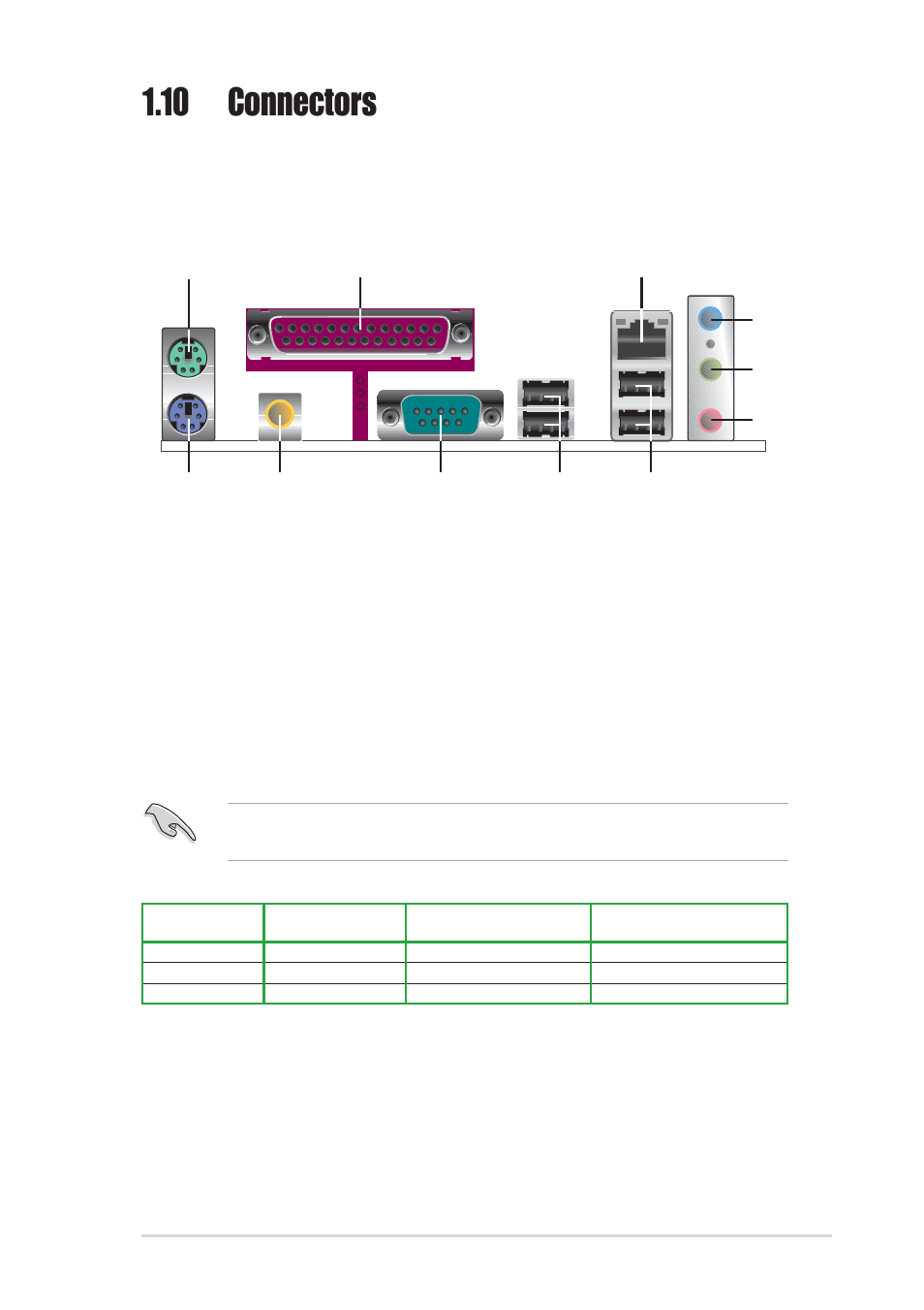 10 connectors, 1 rear panel connectors | Asus P4S800-X User Manual | Page 27 / 64