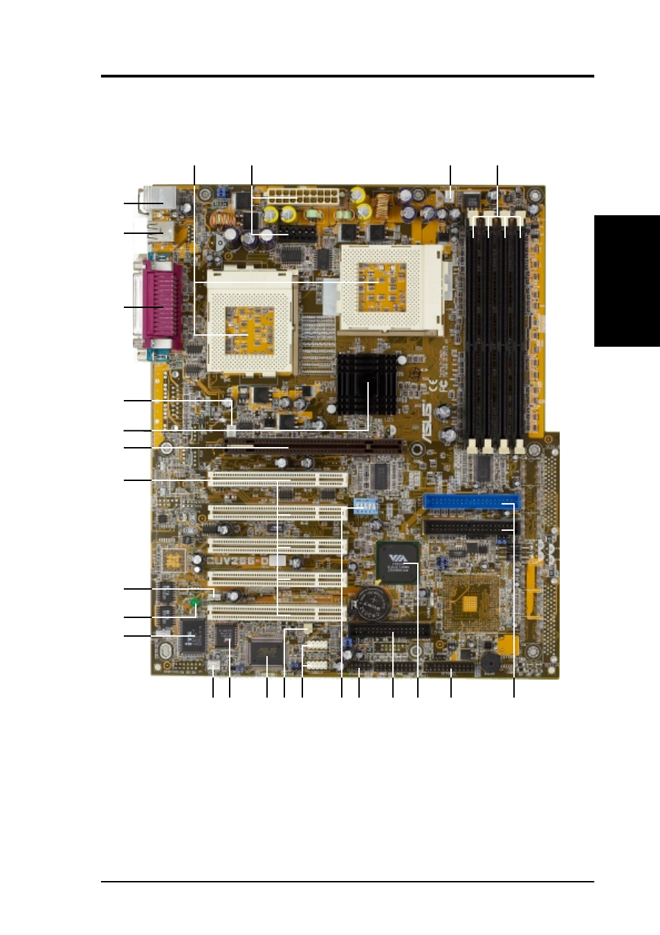 Features, 1 component locations | Asus CUV266-D User Manual | Page 13 / 88