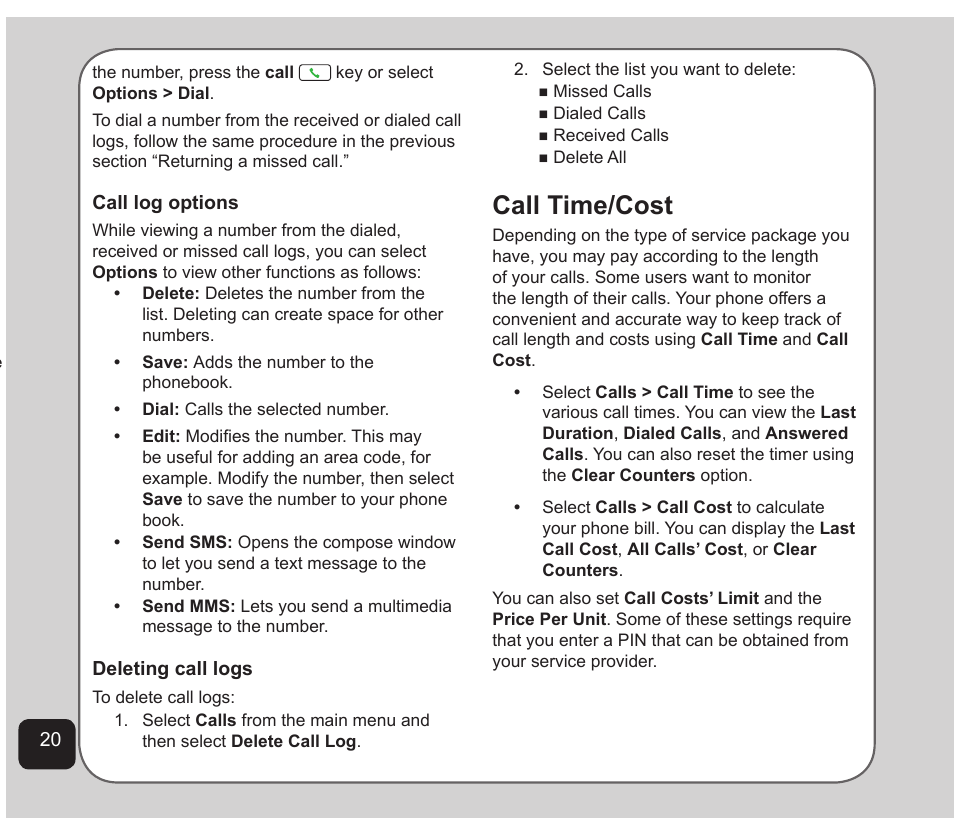 Call time/cost | Asus Z801 User Manual | Page 24 / 84