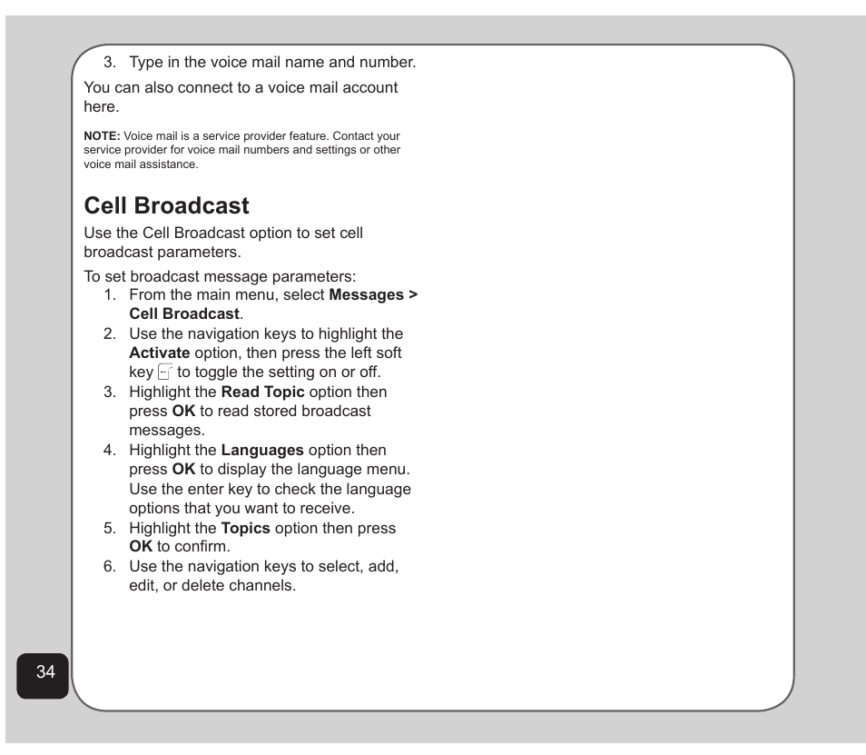 Cell broadcast | Asus Z801 User Manual | Page 38 / 84