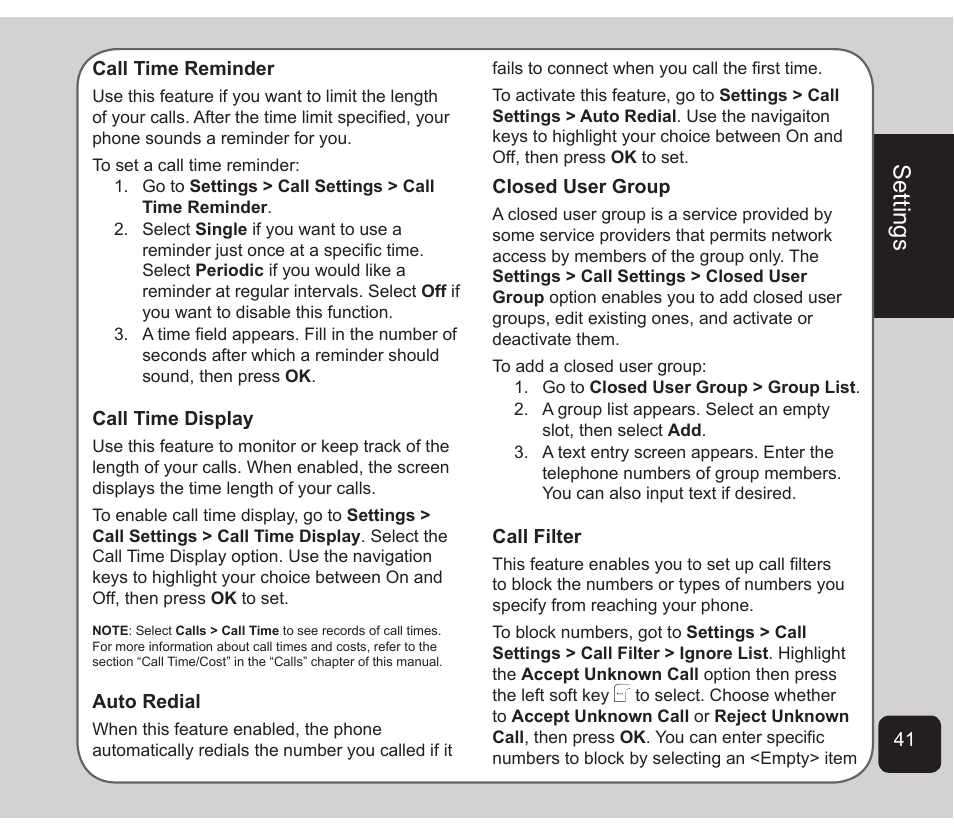 Settings | Asus Z801 User Manual | Page 45 / 84