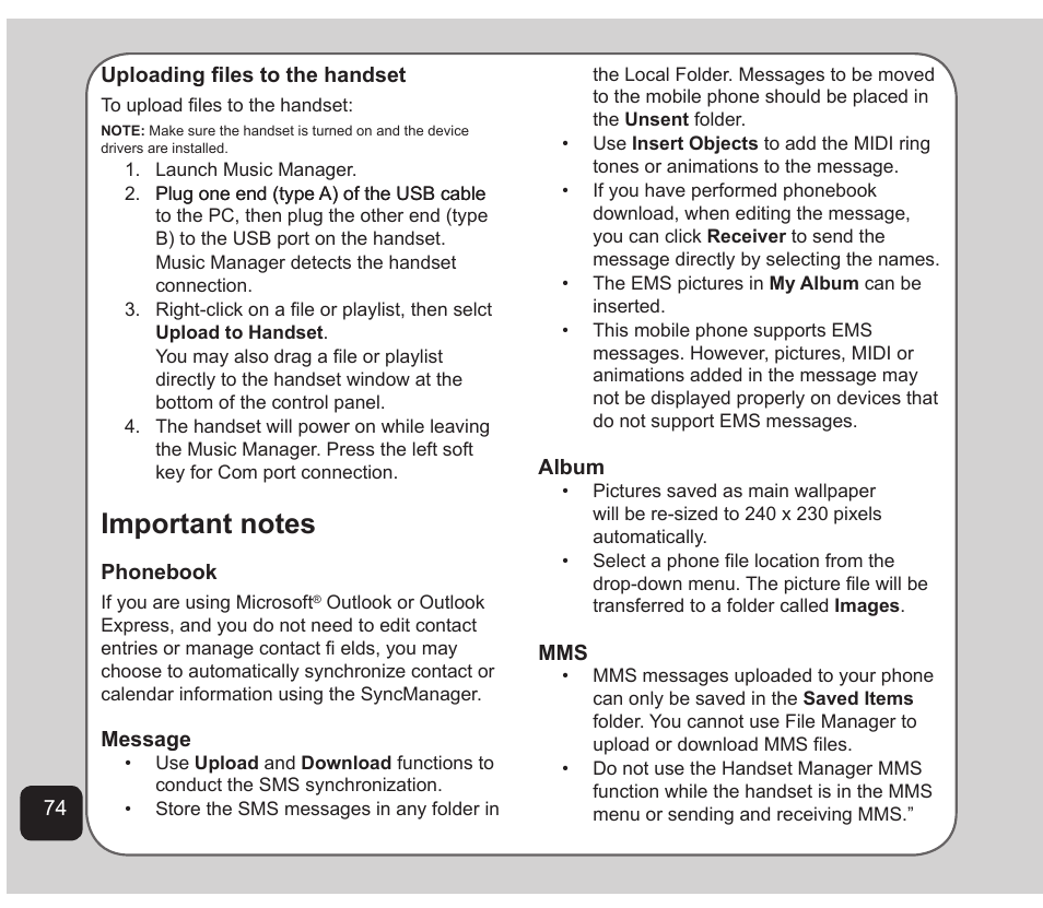 Important notes | Asus Z801 User Manual | Page 78 / 84