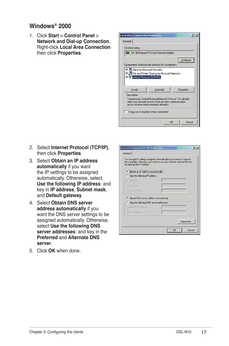Windows | Asus DSL-N10 (VER.B1) User Manual | Page 17 / 53