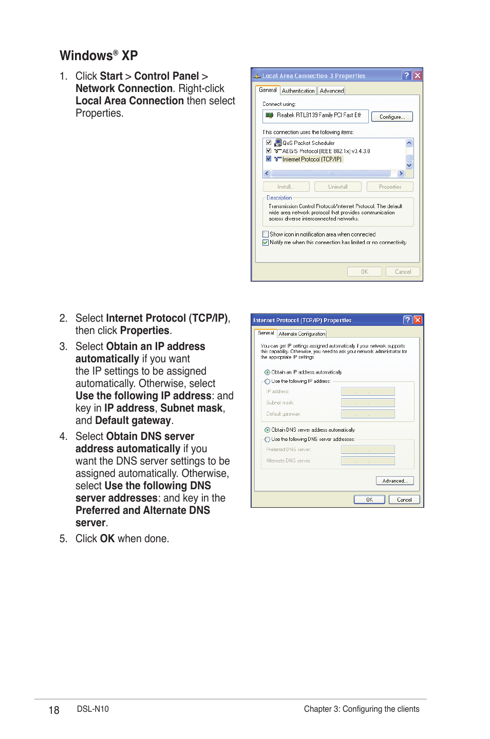 Windows | Asus DSL-N10 (VER.B1) User Manual | Page 18 / 53