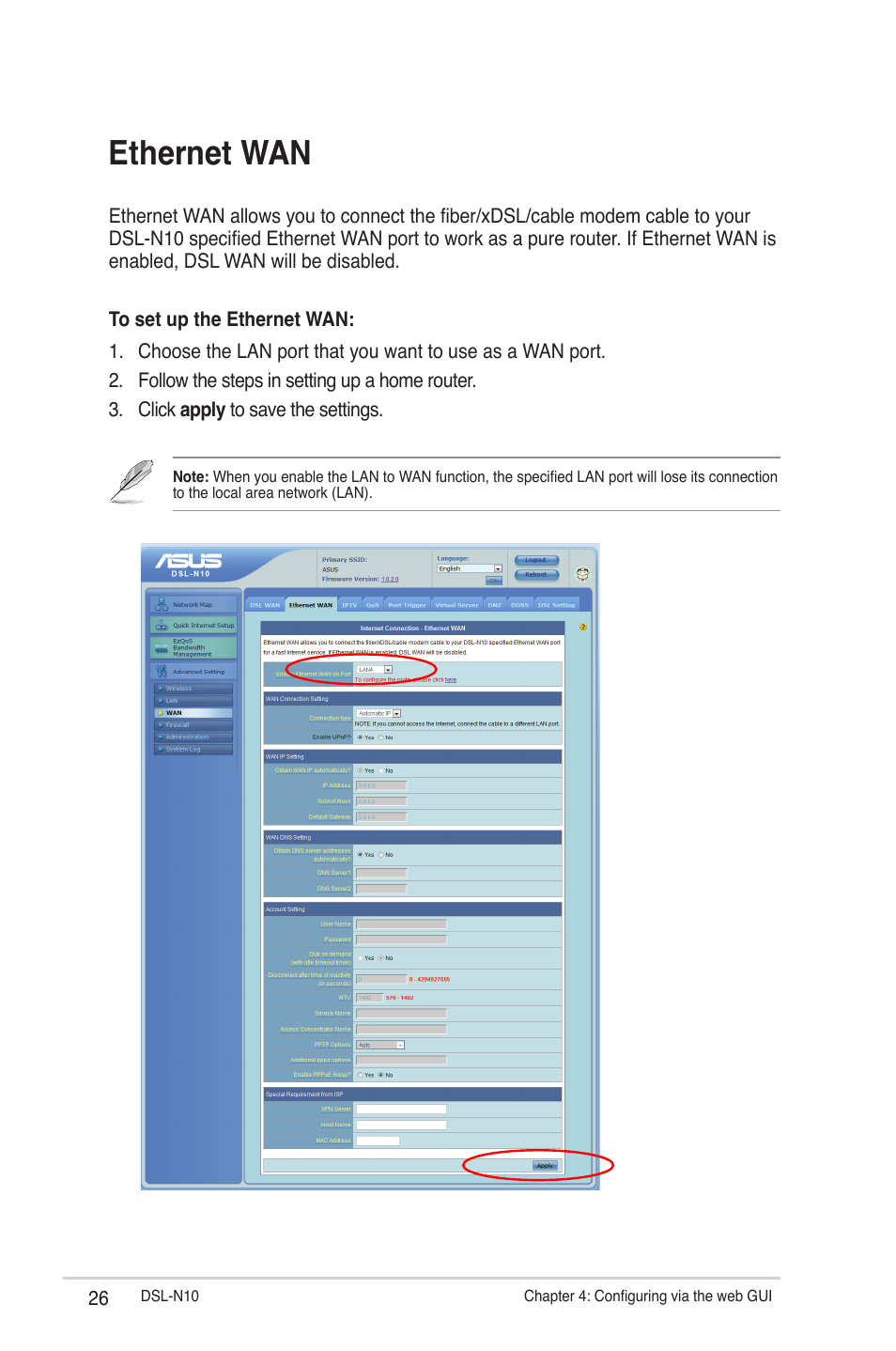 Ethernet wan | Asus DSL-N10 (VER.B1) User Manual | Page 26 / 53