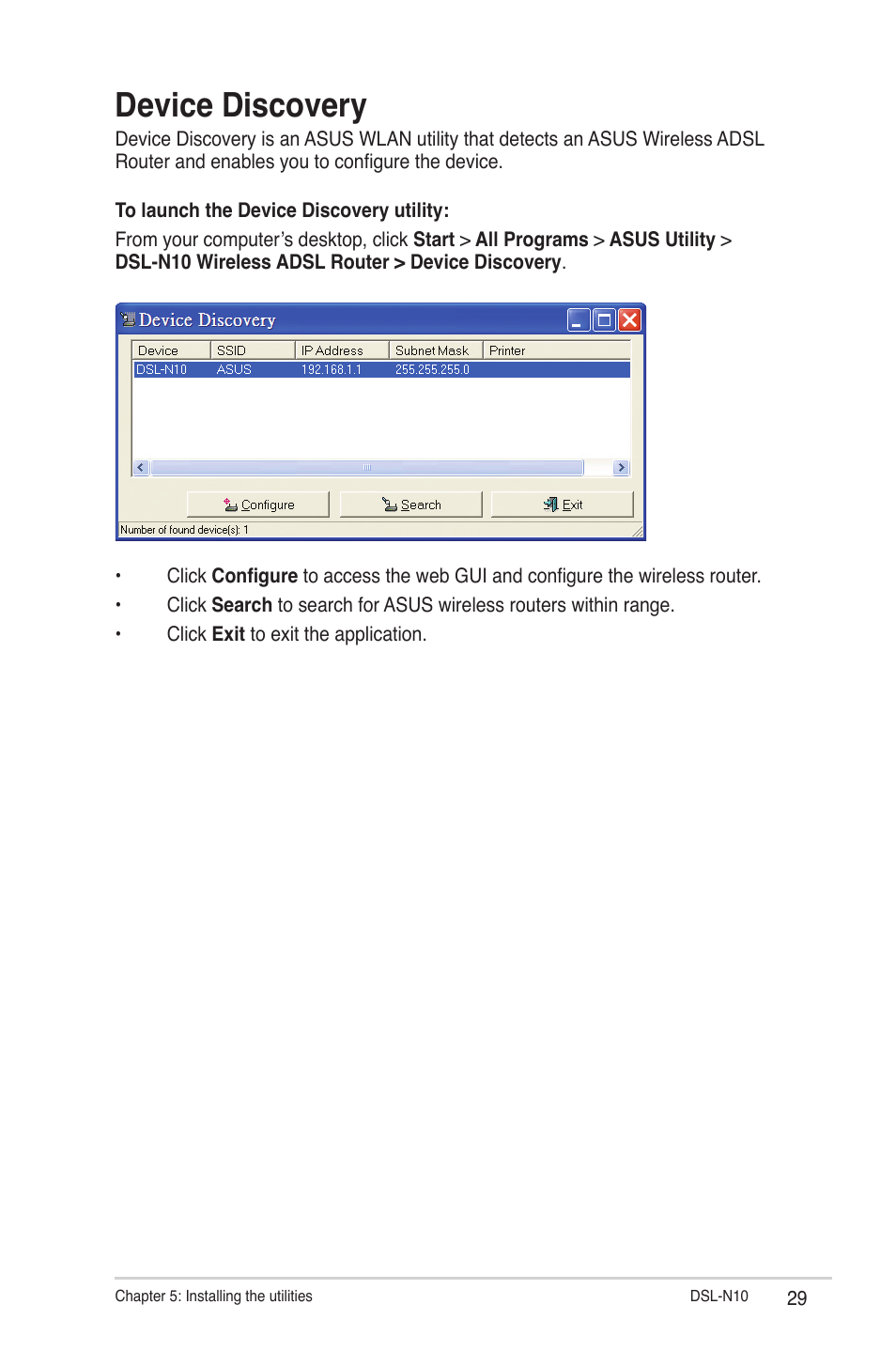 Device discovery | Asus DSL-N10 (VER.B1) User Manual | Page 29 / 53
