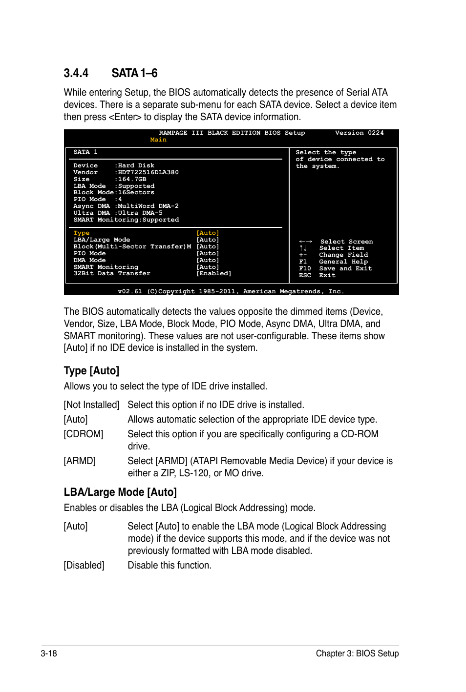 4 sata 1–6, Type [auto, Lba/large mode [auto | Asus Rampage III Black Edition User Manual | Page 114 / 198