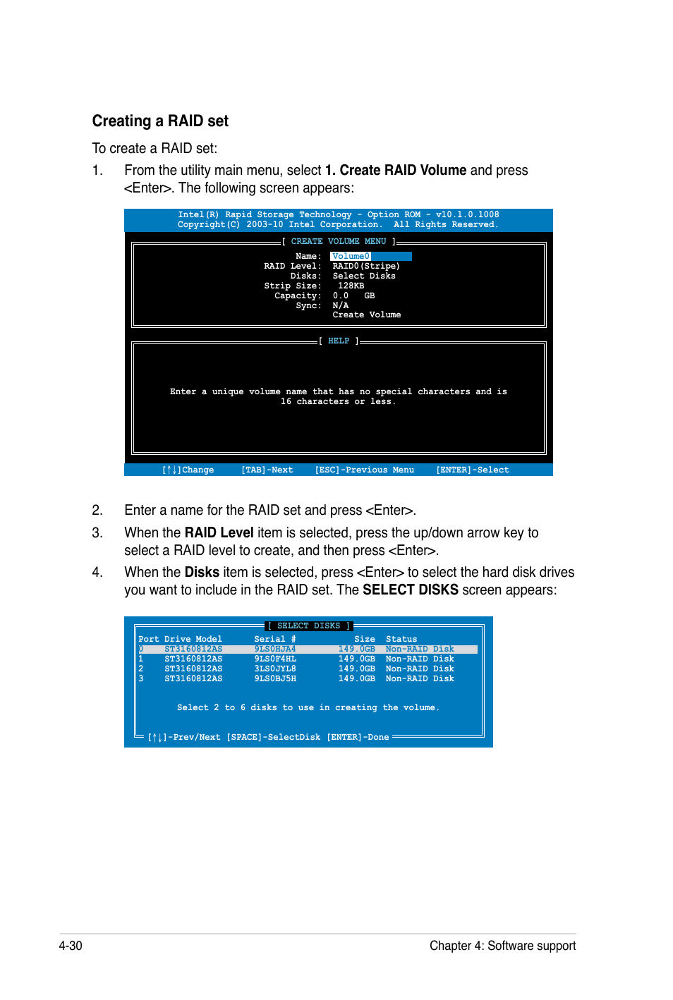 Creating a raid set | Asus Rampage III Black Edition User Manual | Page 178 / 198