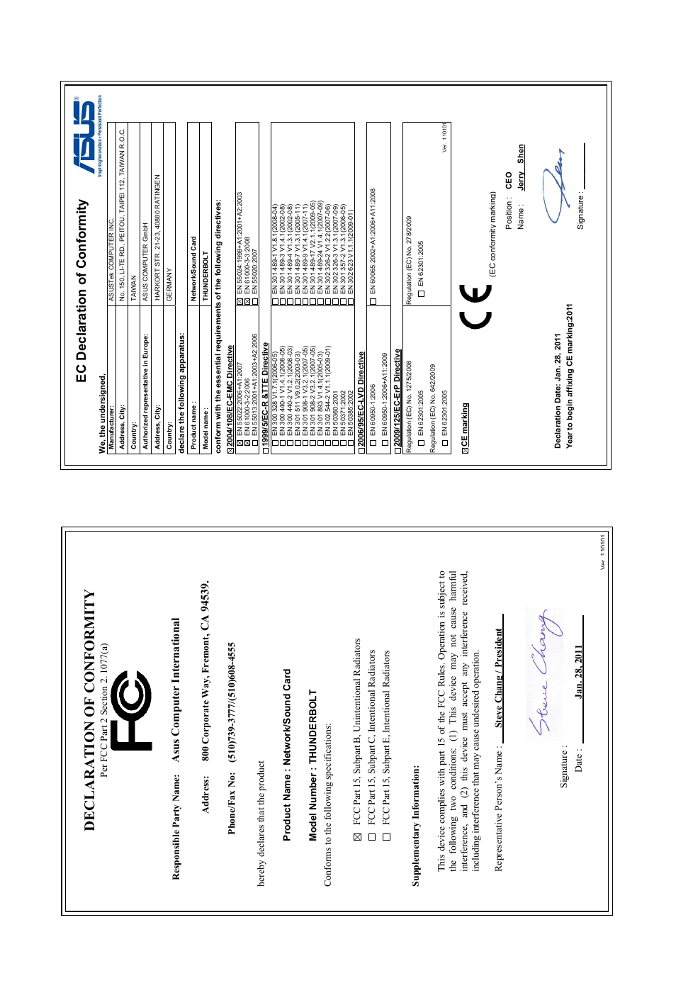 Declaration of conformity, Ec declaration of conformity, Asu s c om pu te r in te rn at io na l | Asus Rampage III Black Edition User Manual | Page 197 / 198