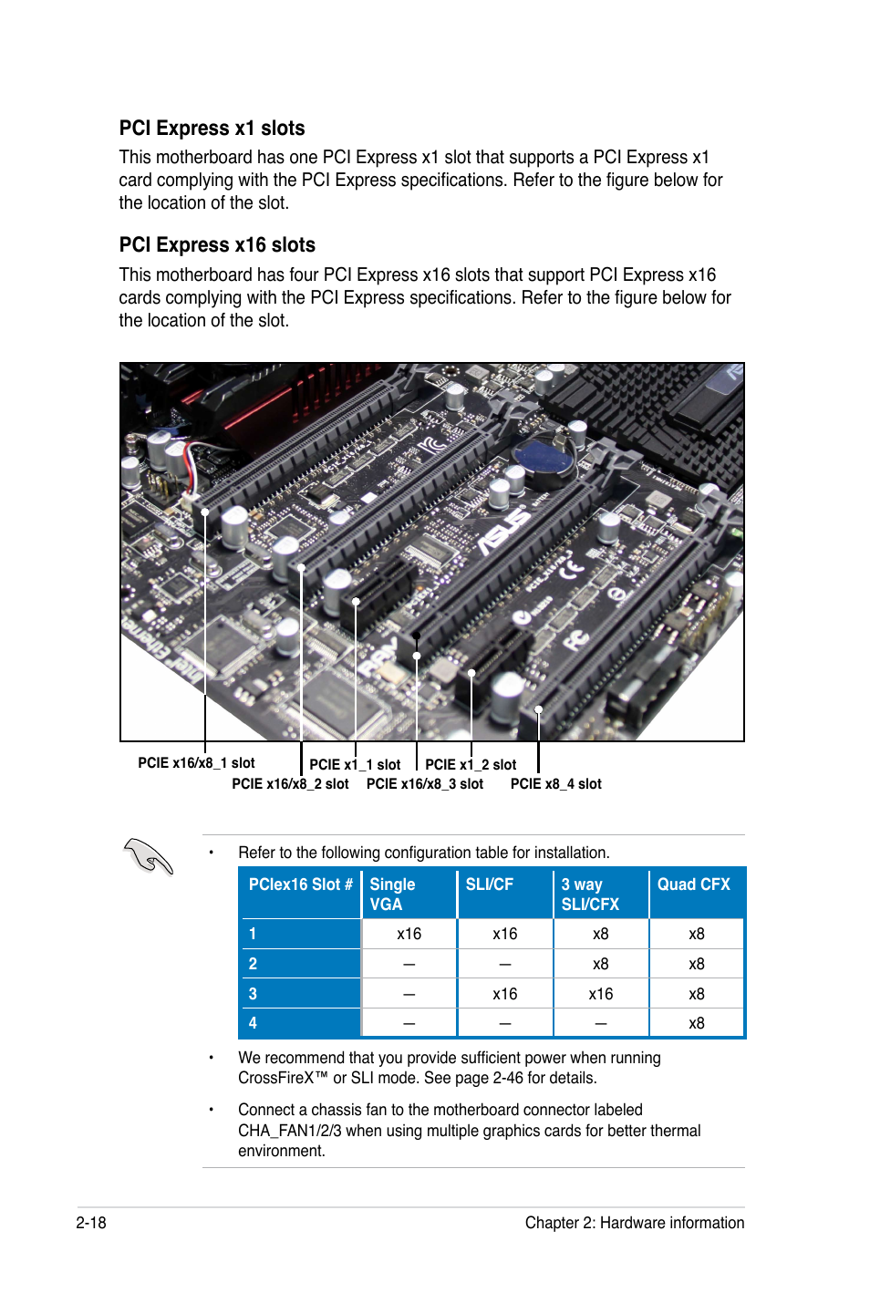 Pci express x1 slots, Pci express x16 slots | Asus Rampage III Black Edition User Manual | Page 50 / 198