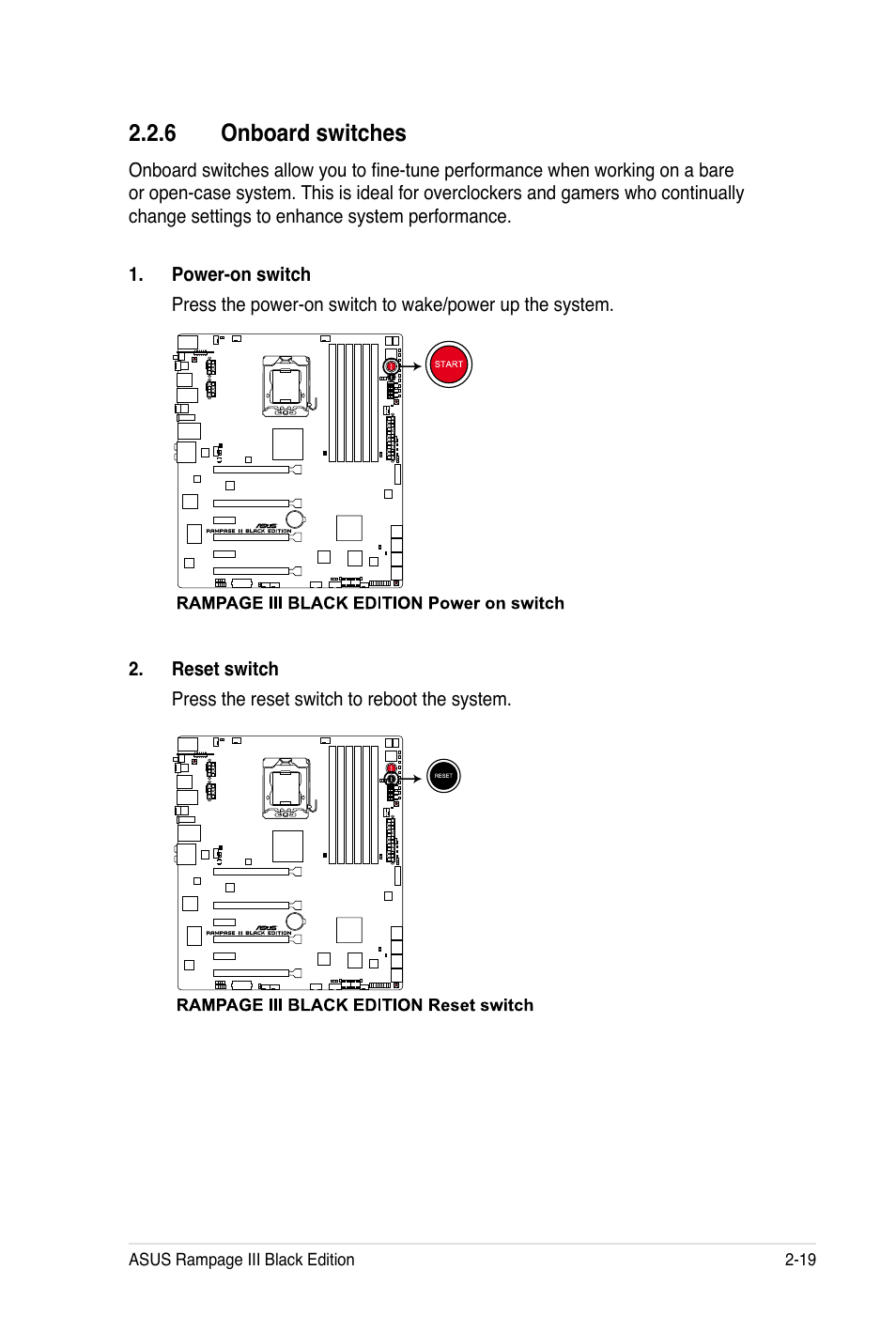 6 onboard switches | Asus Rampage III Black Edition User Manual | Page 51 / 198