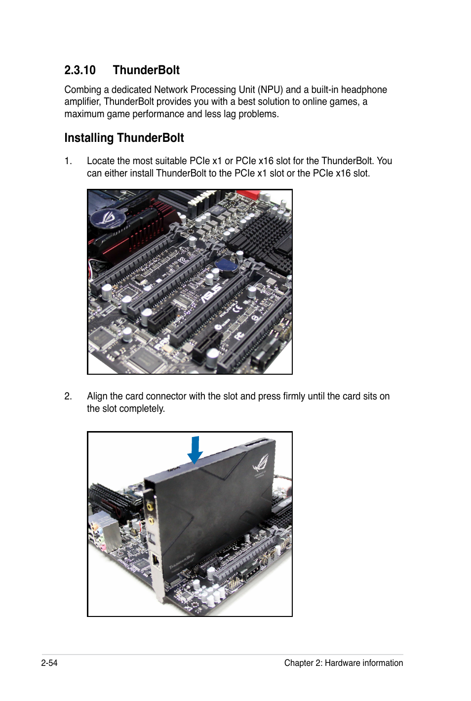 10 thunderbolt, Installing thunderbolt | Asus Rampage III Black Edition User Manual | Page 86 / 198