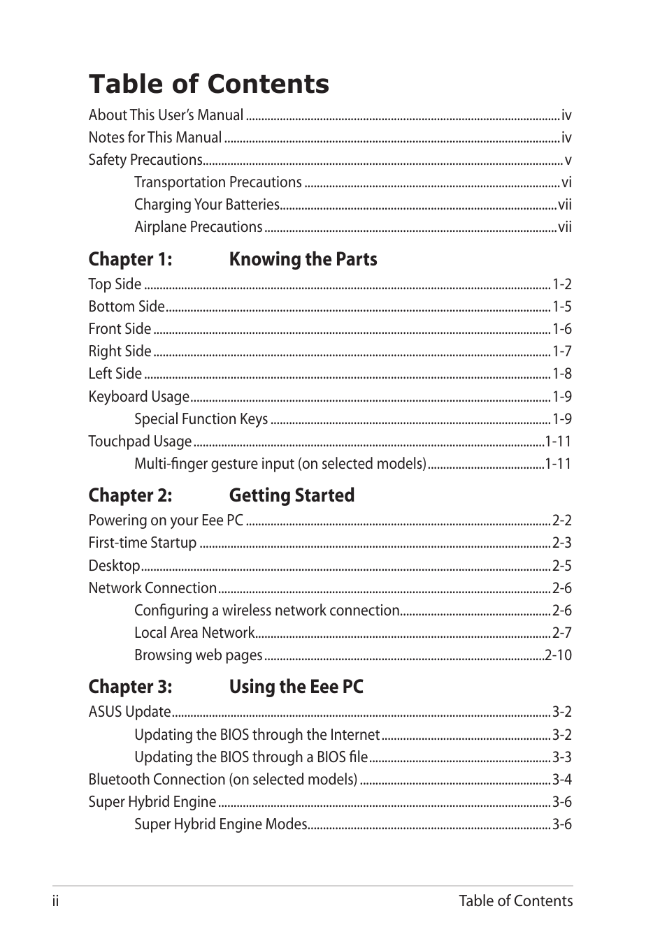 Asus Eee PC 1001PQ User Manual | Page 2 / 72