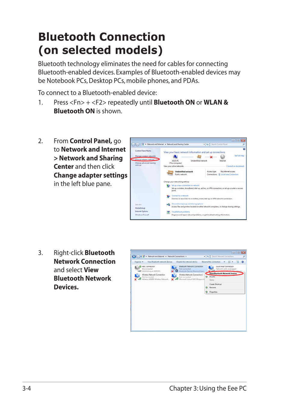 Bluetooth connection (on selected models), Bluetooth connection (on selected models) -4 | Asus Eee PC 1001PQ User Manual | Page 34 / 72