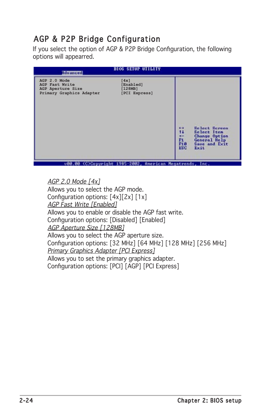 Agp & p2p bridge configuration | Asus P5VDC-X User Manual | Page 70 / 92