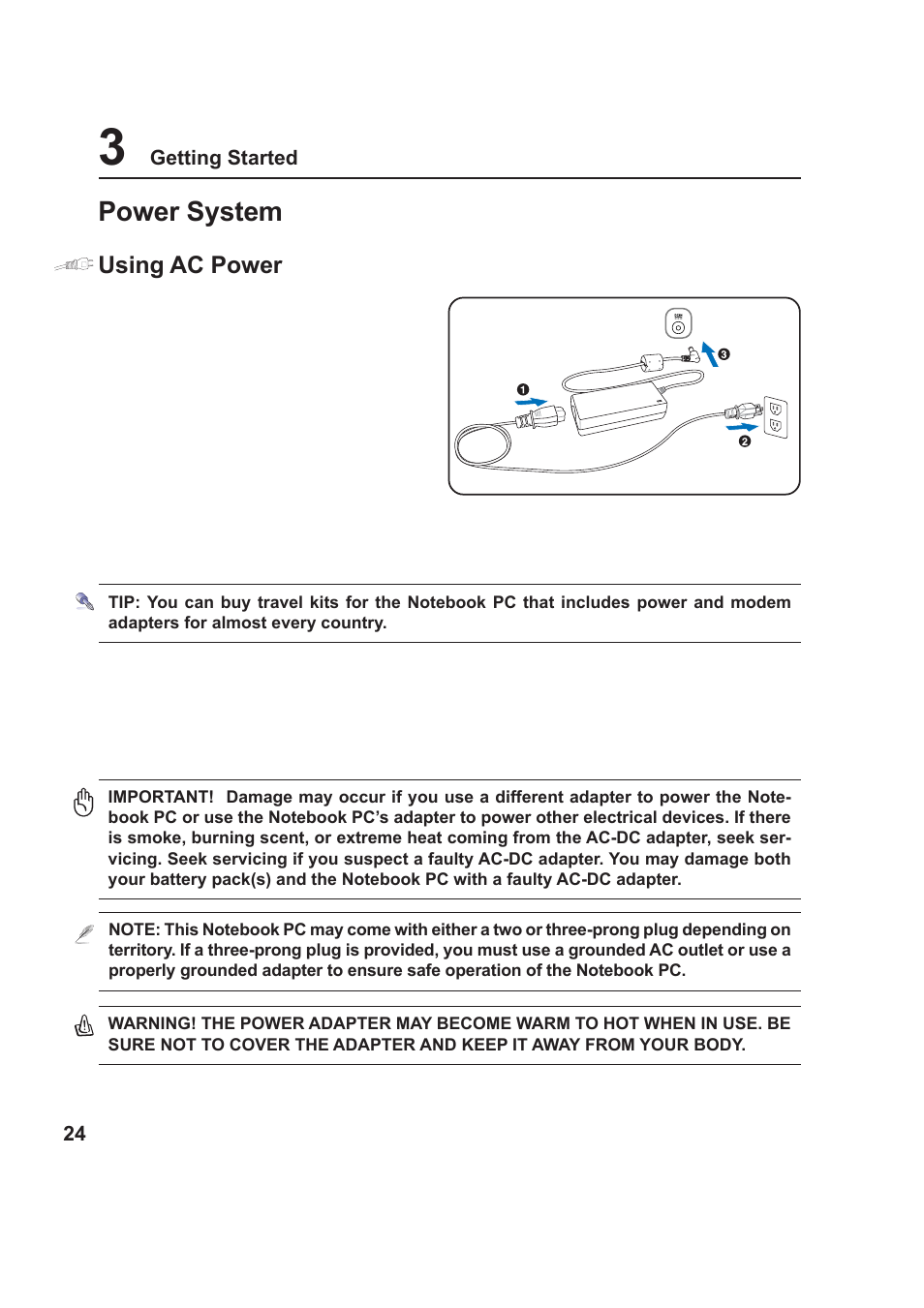 Power system | Asus Z99 User Manual | Page 24 / 71